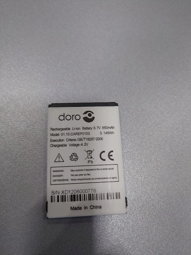 Batteria Li-Ion 3,7V 800mAh Per Doro Modello 01.10.CAREP0103 - Ricambio Compatibile