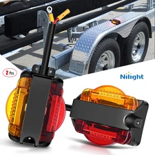 Nilight 2x LED Trailer Fender Light Clearance Marker Lights for Trucks Amber&Red