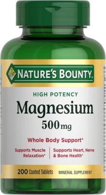 Nature s Bounty Magnesium, Bone and Muscle Health 500 Mg , 200 Ct ... USA STOCK*