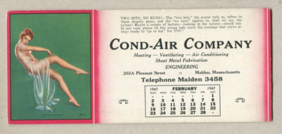 VTG Pin-up Risque Large Blotter Girlie GGA 1947 Two Hits No Runs  B6