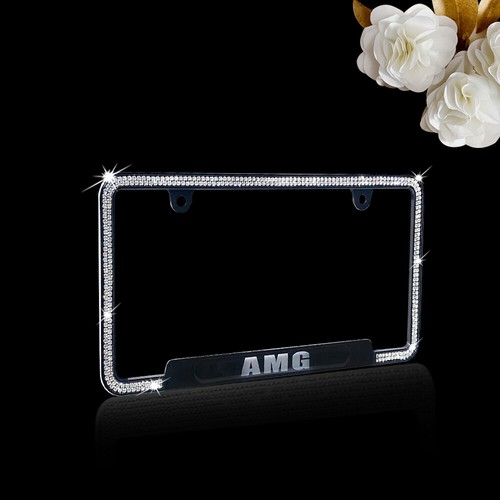 Marco de placa de matrícula negro de cristal blanco/negro para AMG con tapa de cristal libre - Imagen 7 de 8
