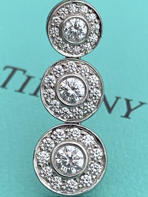 Tiffany Co Platinum Diamond Circlet Triple Drop Pendant Necklace