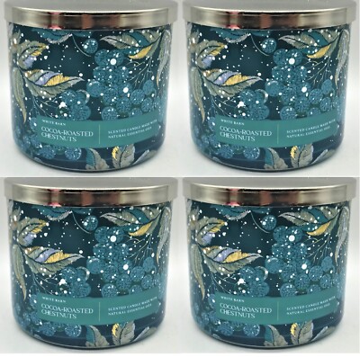 x4 Bath & Body Works Candles COCOA ROASTED CHESTNUTS 3 Wick 14.5 oz Candle