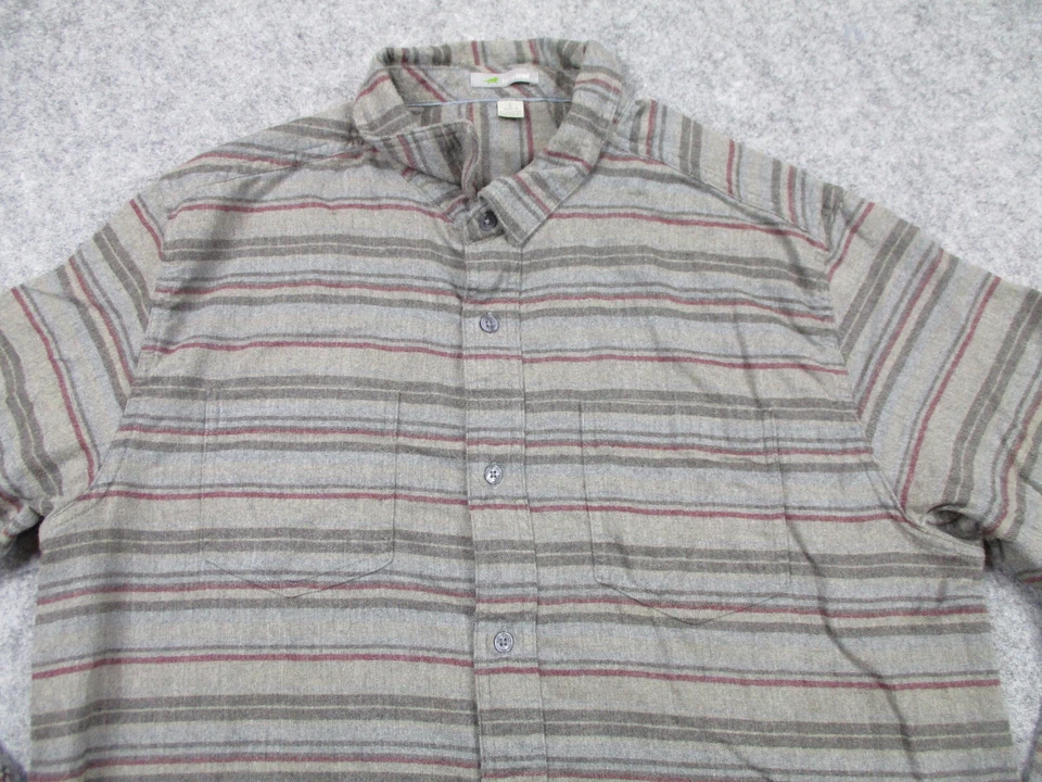 Horny Toad Shirt Mens Large Gray Red Striped Button Up Adult Flannel - Image 2 of 4