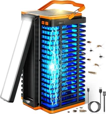 Bug Zapper for Indoor Outdoor, Solar-Powered Mosquito Trap, Cordless Rechargeabl