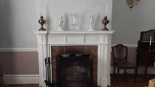 antique wooden fireplace mantel