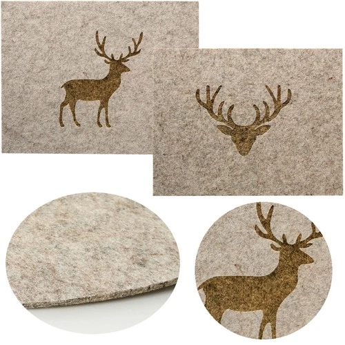2-6x Tischset Platzset Hirsch Filz Rund Eckig Set Platzdeckchen Platzmatte Motiv - Bild 13 von 15