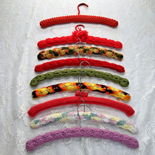 Vintage Handmade Crochet Clothes Hangers Lot Of 9 Granny Core Cottage Colorful