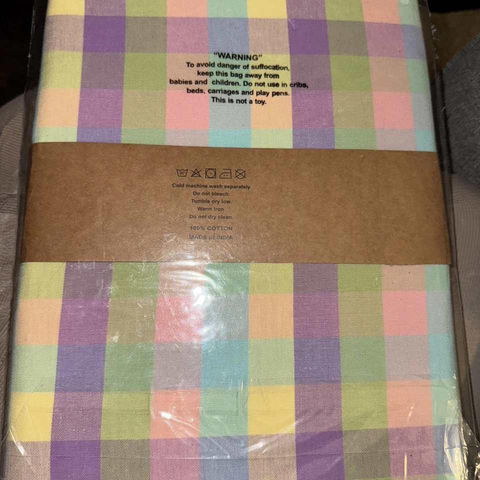 Urban Villa Pastel Check Tablecloth 100% Cotton 70" Round NIP - Image 4 of 4