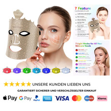 LED Gesichtsmaske mit Rotlichtlampe, 7-Farben LED lichttherapie Maske