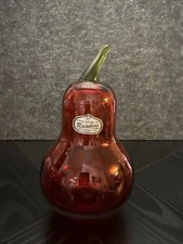 Vintage Rainbow Glass Large Ruby Red Pear Paperweight Excellent Condition