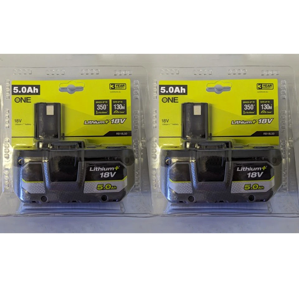 2X 18V 5.0Ah Genuine Lithium Battery For Ryobi P108 ONE+ Plus RB18L40 RB18L50