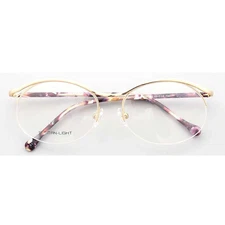 Half Rim Womens Tortoise Eyeglass Frames Round Semi Rimless Thin Glasses Metal