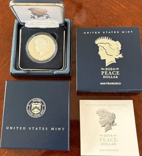 2024-S Peace Silver Dollar Proof.  .94 Oz Silver. OGP/COA. Only 300,000 minted.