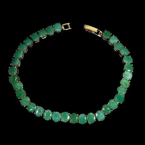 925 Sterling Silver Bracelet Oval Emerald 6x5mm Natural Gemstone Jewelry 7.5in