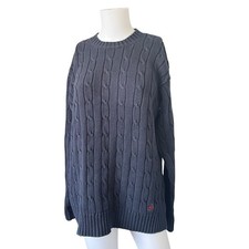Vintage 90s Lauren Ralph Lauren Dark Blue Cable Knit Sweater Cotton Size Small S