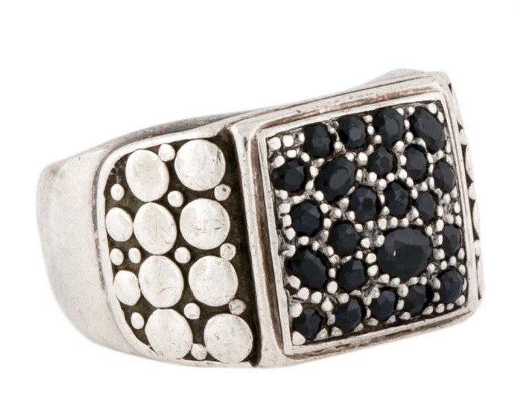 Sello John Hardy para hombre talla 10 plata 925 zafiro punto lava ligeramente usado Foto 2 de 4