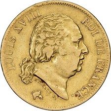 [#639281] France, Louis XVIII, 40 Francs, 1819, Lille, Gold, EF, Gadoury:1092