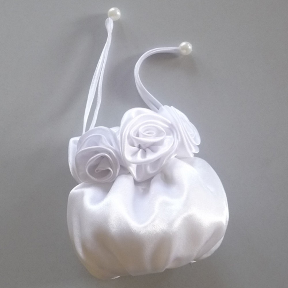 Bolsa De Novia Cartera Novia Rosa Boda Comunión Pompón Satén