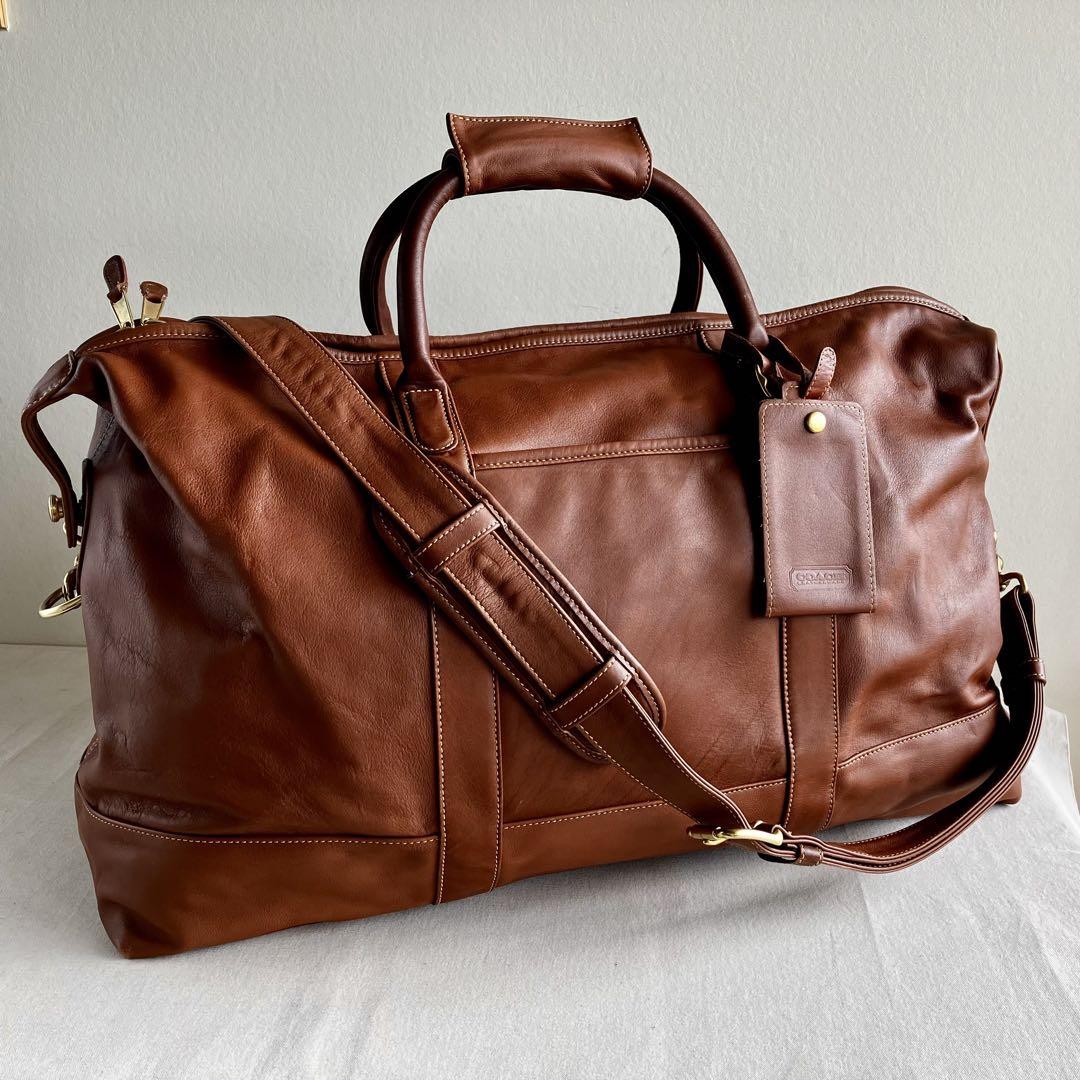 バッグ Vintage Old COACH Leather BOSTON BAG USA Coach Vintage Old Boston Bag 2-Way Black Leather Travel