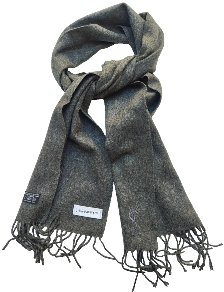Шарф Yves Saint Laurent глушитель YSL украденный серый шерстяной кашемир - Изображение 4 из 4