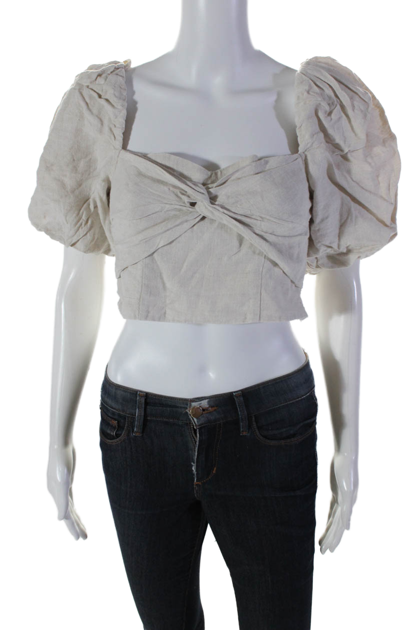 ALTRA Stockholm Atelier & Other Stories Camicetta Donna Cotone Manica a Sbuffo Crop Beige Si