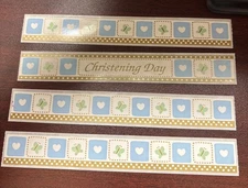 Vtg SRM Press Stickers Baby Boy Baptism Christening Borders Heart Butterfly 