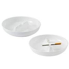 2 Melamine Ashtray Cigarette Cigar Ashes Holder Round 7" Ash Tray Home Bar White