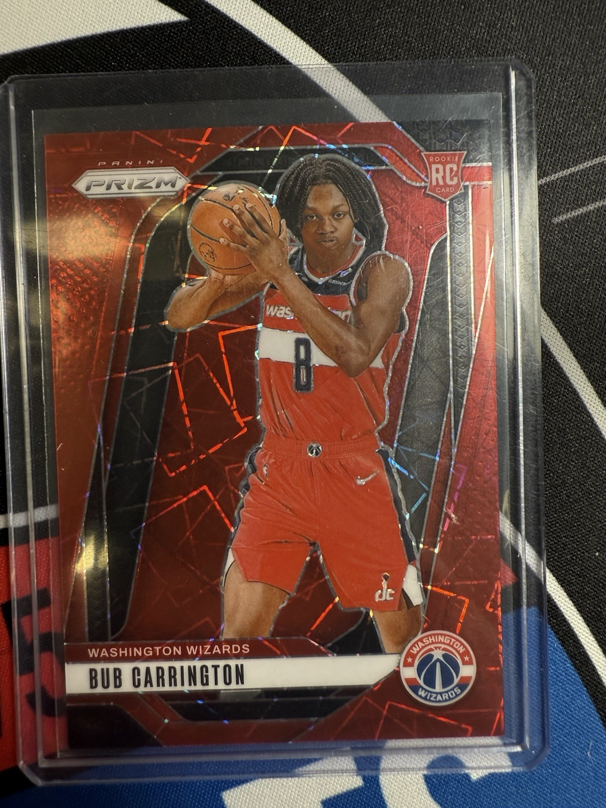 2024-25 Panini Prizm Bub Carrington #244 Red Lazer Prizm /35 (RC)