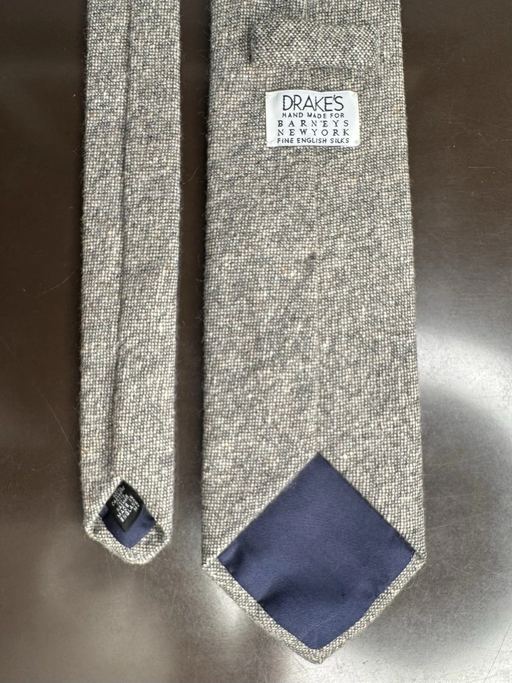 Drake's of London Cashmere Grey Tie - Image 4 of 4