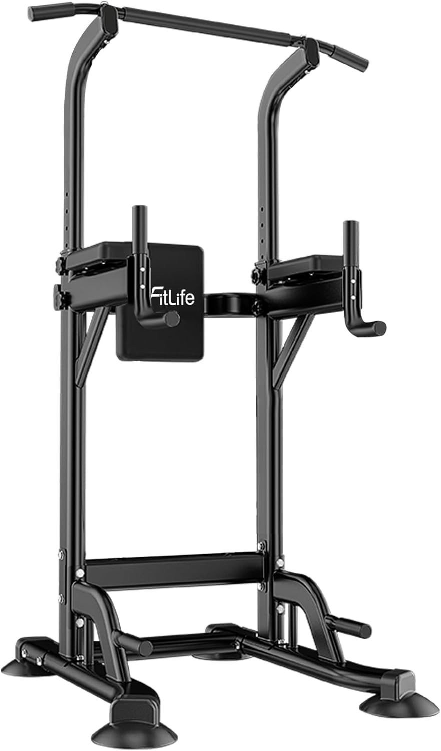 Power Tower Pull Up Dip Station Adjustable Multi Gym Strength Training Steel Max