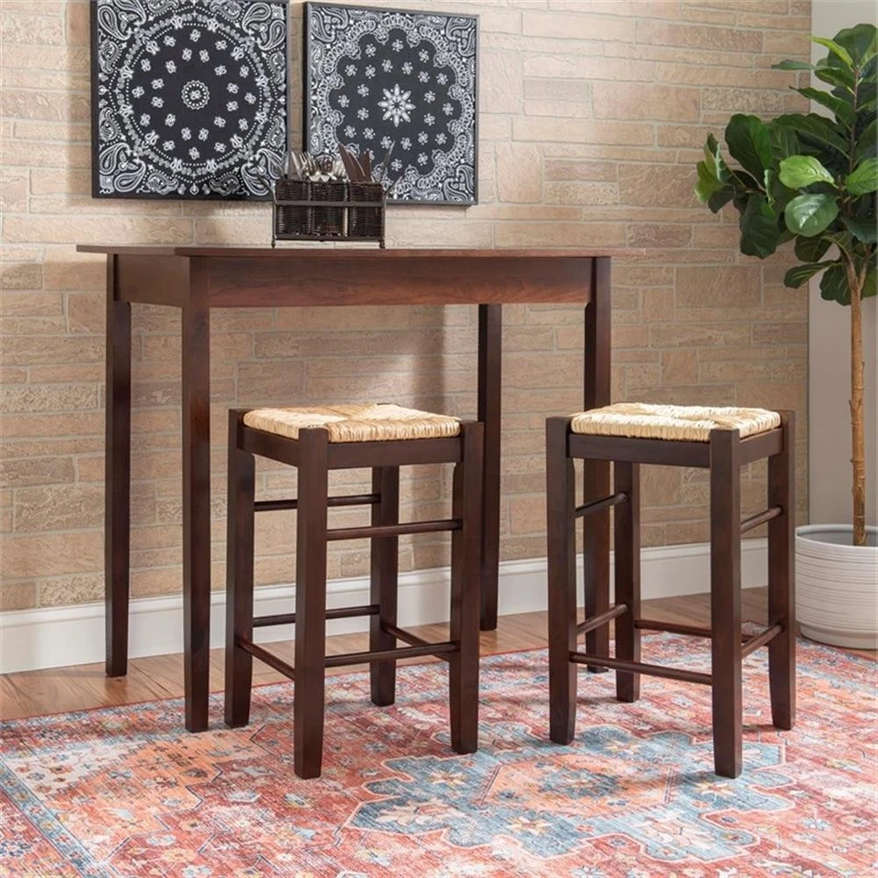 Linon Three Piece Wood Tavern Dining Set in Espresso Brown - Image 3 of 4