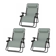 Four Seasons Courtyard Sunny Isles XL Steel Zero Gravity Chair, Green (3 Pack)