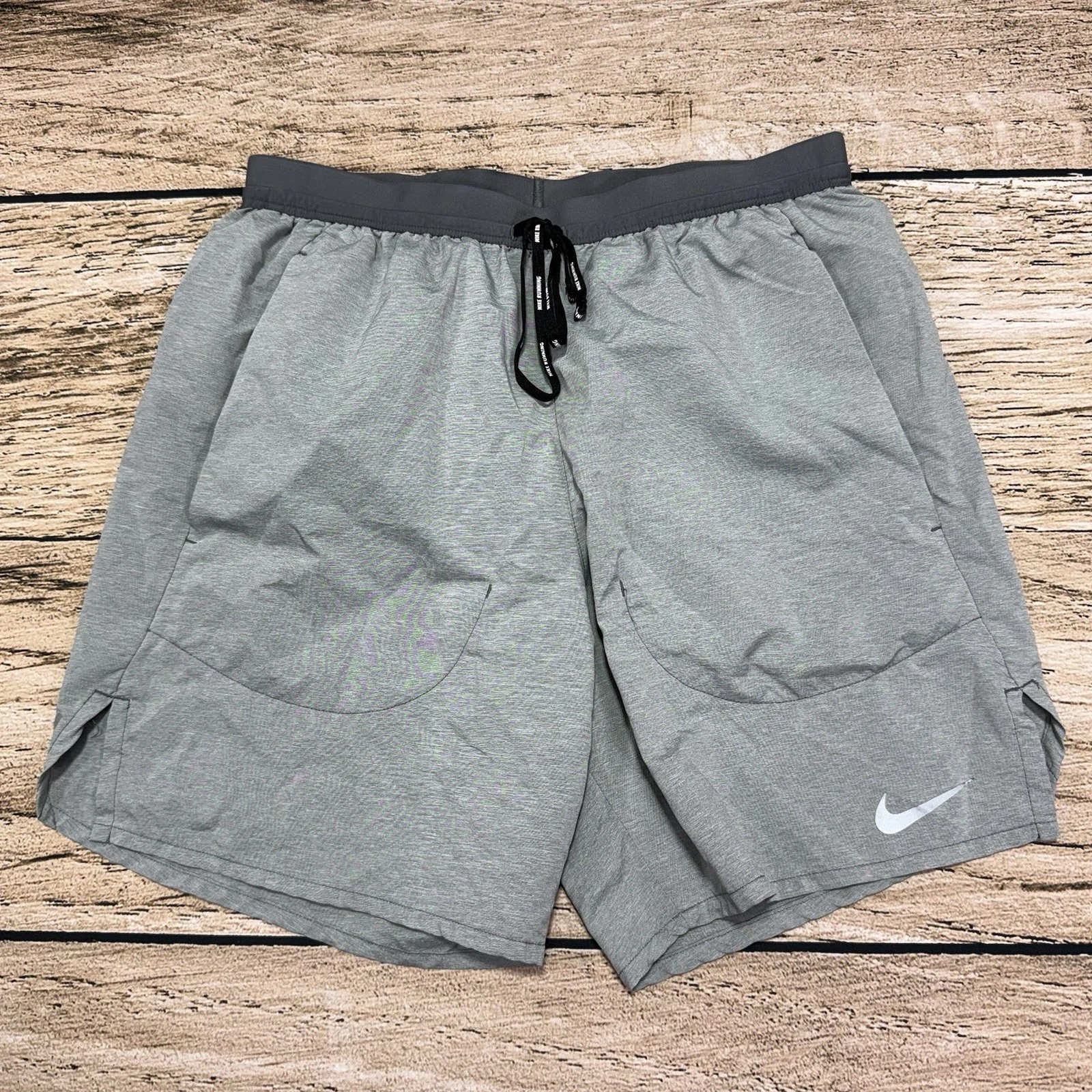 Nike Running Shorts Mens S Gray Flex Stride Brief Lined Zip Pocket DQ1819-068