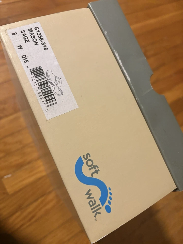 Zuecos Softwalk Mason para mujer talla 8W cuero salvia zapatos cómodos sin cordones caja nueva Foto 3 de 4