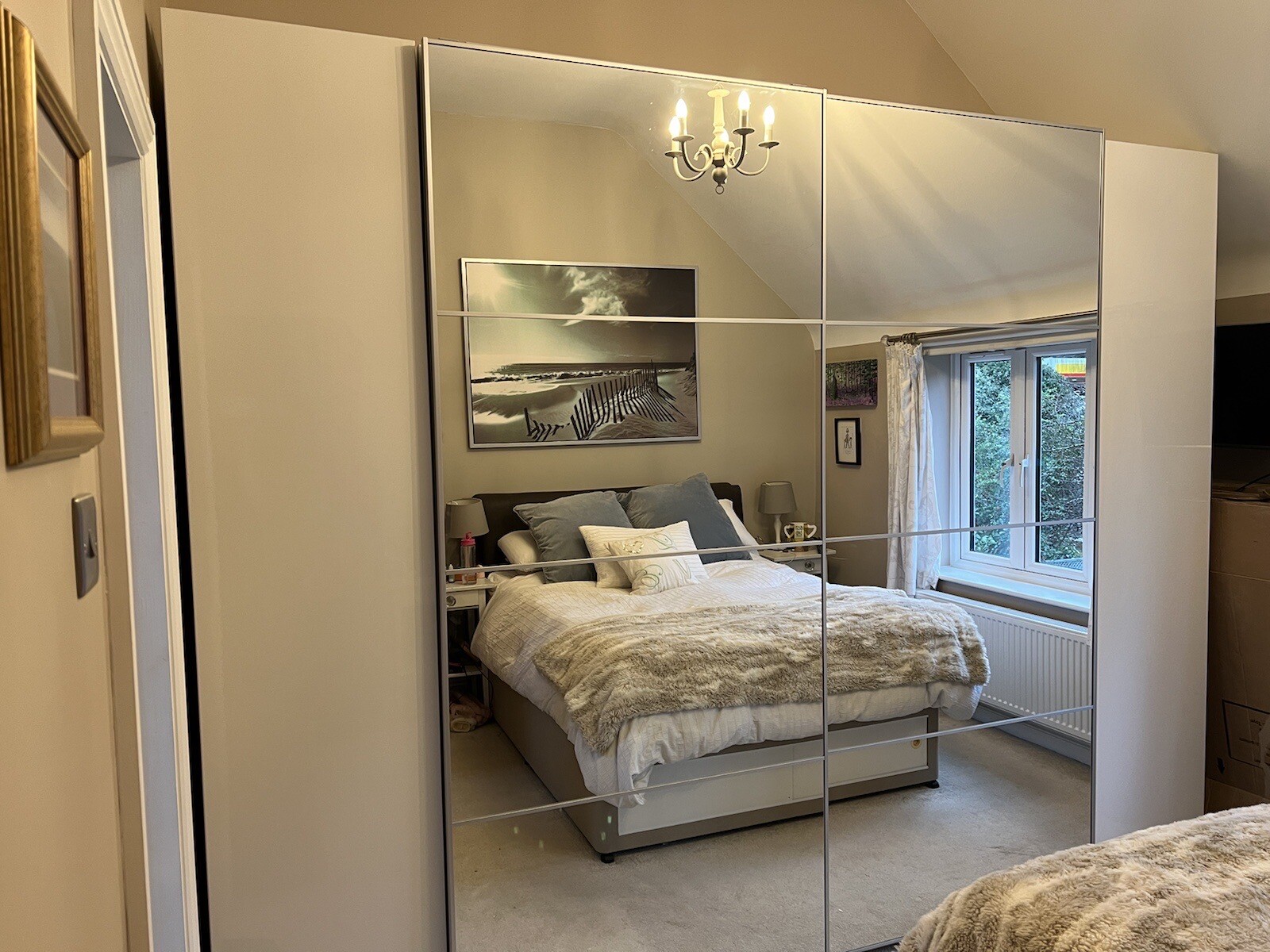 IKEA Pax Wardrobe Sliding Mirror Doors aluminum frame + Cupboards
