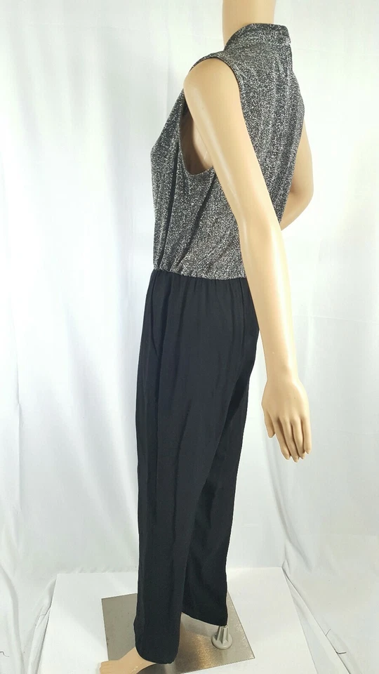 Mono de una pieza vintage años 80 para mujer plateado metálico brillo manga corta Foto 4 de 4