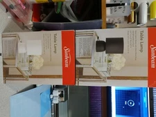New In Box - Sunbeam White Table Lamp Light w / A19 LED Bulb Included!
