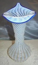 FENTON"1930sSRC"BLUE RIDGE"OPALESCENT"SPIRAL OPTIC"JIP"9"VASE"MINT~VINTAGE GLASS