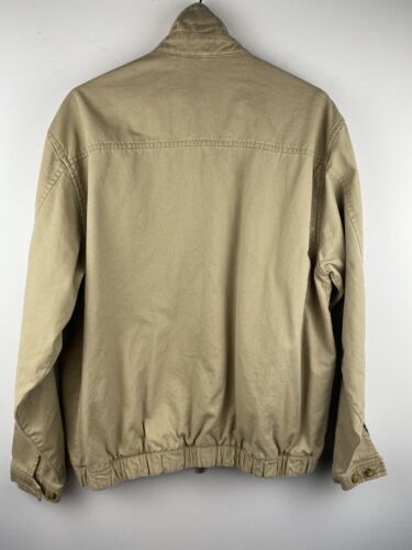 Chaps Vintage Bomber Jacket Oversized Beige Collared Full Zip Mens Size M - Picture 9 of 12