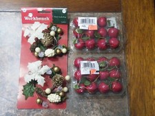 23 Mini Red Glossy Apple Christmas Tree Ornaments 2 Floral Candle Ring