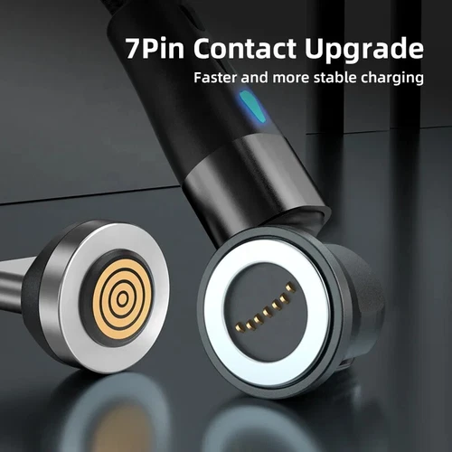 1m & 2m Ladekabel 540° drehbar, 3 in 1 Magnetisch für IPhone, Typ C, Micro USB