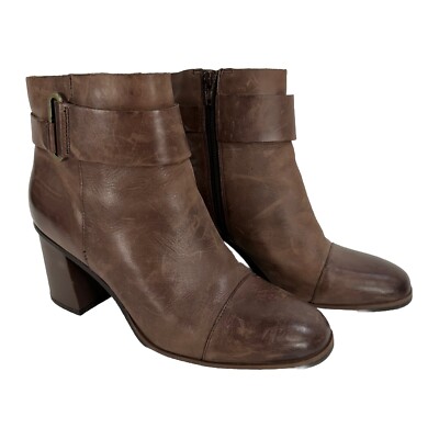 Korks Women s 10 M Decola Q40423 CBHG17 Brown Leather Zip Ankle Booties Boots