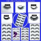 2x5 Pair 3D Mink False Eyelashes Wispy Cross Long Thick Soft Fake Eye Lashes UK