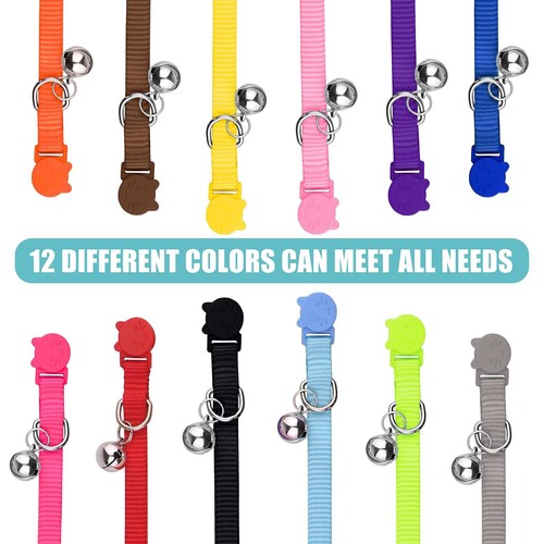 Uteuvili 12 PCS Breakaway Cat Collars with Bell Colorful Soft Safety Buckle C... - Picture 3 of 7