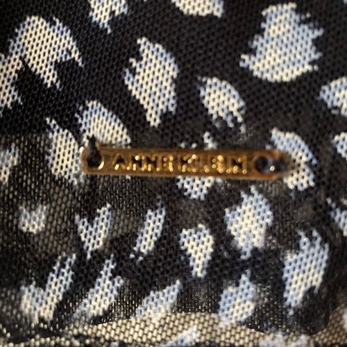 Anne Klein Womens L Black white Patterned Pullover Top gathered front Cute - Picture 5 of 8