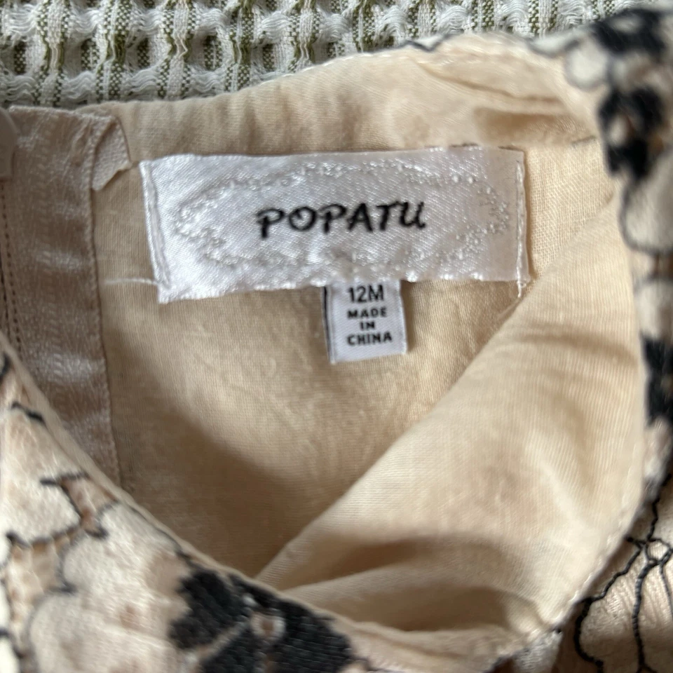 Vestido Popatu Crema y Negro Floral Cottagecore Vacaciones Navidad Año Nuevo 12M Foto 3 de 4