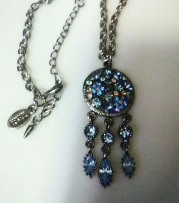 VTG signed Toenga Blue & Pink Crystal Rhinestone Drops