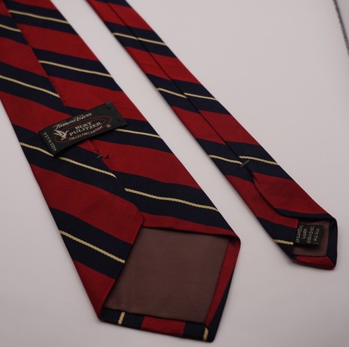 Corbata Bert Pulitzer Roja Repp Silk Savile Row Hecha en EE. UU. Rayas Clásica Preppy - Imagen 7 de 9