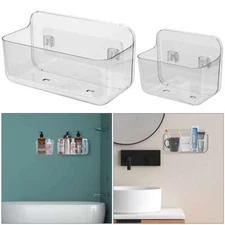 Wall-Mounted Shower Caddy-Adhesive Bathroom Storage Organizer Shelf Rack